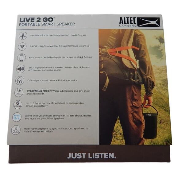 Altec Lansing Live 2 Go WiFi / Bluetooth Google Assistant Speaker sealed New - Picture 2 of 9